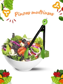 Pinzas multiusos de acero inoxidable para carne, pan, ensalada con fácil agarradera de silicón en varios colores - Verde - Ver 1