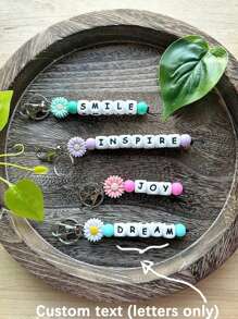 1pc Customized Silicone Bead Keychain, Personalized English Letters, Name Keychain, Bag Accessories, Unique Customized Gifts - Silicone Keychain - View 1