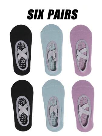 1双/3双/5双/6双，女士厚瑜伽袜，跳跃运动室内防滑地板袜