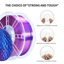 PLA Filament 1.75mm Bundle Silk Dual Color, 3D Printing PLA Filament 1.75mm Dimensional Accuracy +/- 0.02mm, 1KG*2 Spool (4.4 Lbs)