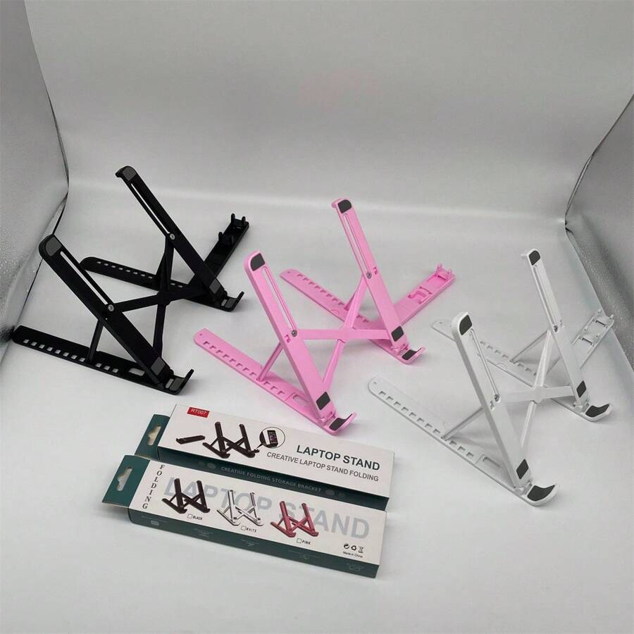 可调节笔记本电脑支架，ABS 材质，便携式折叠设计，具有 12 级高度调节，通用适合所有笔记本电脑，符合人体工程学的通风支撑