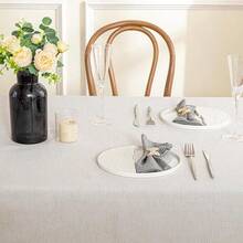 Table Cloth Rectangle, Rectangular Table Cloth, Wrinkle Resistant, Waterproof Tablecloth, Washable Farmhouse Tablecloths, Table Cloths With Tassels For Kitchen Dining - Beige - View 6