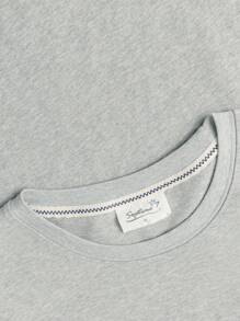 清凉感玫瑰翅膀印花，100% 纯棉女式 T 恤，上衣宽松休闲百搭街头风，学院风春夏垂坠柔软透气短袖上衣，居家休闲，户外运动 - 花灰 - 查看 5