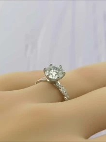 女士 925 纯银锆石承诺戒指 | 闪亮可调节精致珠宝礼物，适合情人节、周年纪念日、生日和婚礼 | 防过敏可堆叠爱情戒指，适合情侣、她、女朋友、妻子 | 浪漫约会之夜、海滩度假、新娘送礼会配件 | 精致镀玫瑰金设计，彰显日常优雅