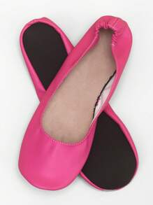 女士时尚休闲柔软舒适百搭经典可折叠一脚蹬舞鞋，适合室内穿着 - 粉色 - 查看 3