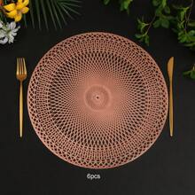 1 peça/4 peças/6 peças/8 peças/12 peças de jogos americanos geométricos redondos de PVC com folha de ouro, decoração de feriados, jogos americanos para mesa de jantar, almofadas de isolamento térmico para hotéis, restaurantes, cozinhas domésticas