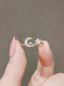 1 简单星星和月亮戒指 小众时尚设计戒指 - 星星月亮 - 查看 4