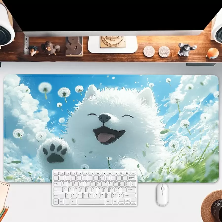 1pc Dog Mouse Pad Cartoon Art Desk Mat Rubber Base Mousepad With Stitched Edge Non-Slip Desk Accessories XL Desk Pad For Office Home As Gifts For Men Women Birthdays,Valentine's Day - Multicolor - View 1