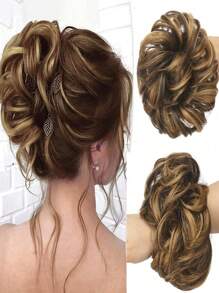 1pc Synthetic Hair Bun Extensions Messy Curly Elastic Hair Scrunchies Hairpieces Synthetic Chignon Donut Updo Hair Pieces For Women - Multicolor - View 18