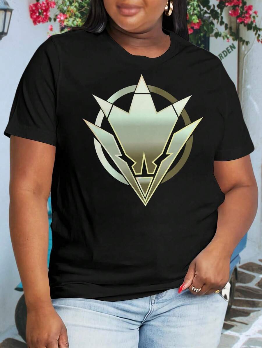 PR Dino Thunder Triassic Red Ranger Oversize Oversize Women T-Shirt (Abaranger Power Rangers Super Megaforce Power Up Tyrannosaurus Vintage TV) - Black - View 1