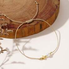 2/4/6/10 件波西米亚简约度假风格珠宝人造珍珠、铁、石可调节弹力手链适合夏季 - 彩色 - 查看 2