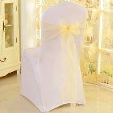 10pcs Voile Chair Back Decorative Ribbons, Organza Bowknot Chair Decorations, Suitable For Christmas, Halloween, Weddings, Parties, Outdoor Events, 18cm Wide, 275cm Long, DIY To Create Butterfly Shapes, Voile Sheer Fabric Chair Back Decorations For Festivals, Graduations, Party Backdrops, Gifts, Packaging