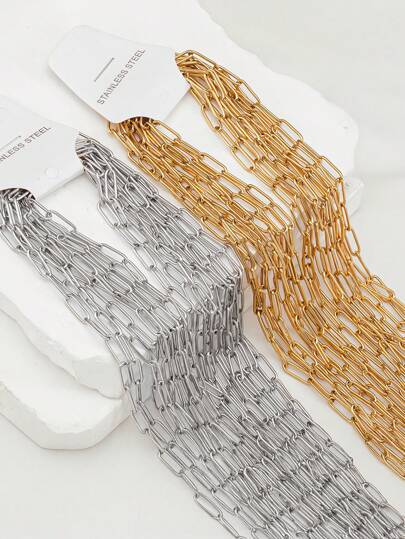 Cadenas de collar ajustables de acero inoxidable, cadenas de suéter al por mayor con cadenas de extensión para hacer joyas DIY, 5 piezas/10 piezas/50 piezas