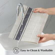 1pc/4pcs/6pcs Washable Indoor/Outdoor PVC Woven Placemats, Non-Slip Heat Resistant, Blue Color, Spill-Proof, Easy To Clean Kitchen Tablemats - Multicolor - View 4