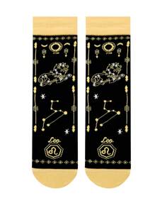 1 par de calcetines unisex personalizados con diseño de signos del zodiaco, calcetines casuales y lindos con estilo de monopatín hasta el tobillo, versátil para uso diario