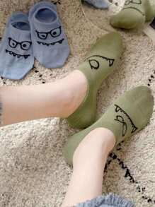 5 双/包卡通趣味图案女式踝袜，轻盈透气隐形低帮可爱袜子、趣味袜子、大嘴袜、怪物袜、船袜，适合春、夏、秋、冬，适合日常穿着，一份很棒的礼物，情人节礼物，万圣节礼物，万圣节装饰，圣诞节，返校季，旅游季
