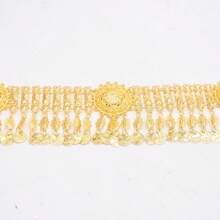 1 pièce Chaîne de taille vintage en forme de pièce de monnaie lourde, couleur or, bijoux de corps à la mode, vente en gros pour les voyages des femmes