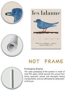 動物復古復古藍鳥帆布印刷海報，懷舊古典牆藝術客廳家居裝飾（無框） - 米色 - 查看 5