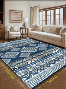 Tapete de área com design vintage inspirado na Boêmia, padrão geométrico de poliéster retangular, fácil manutenção, lavável, antiderrapante, adequado para sala de estar, corredor, cabeceira, sala de estar, quarto, escritório, cozinha, cabine