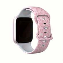 可爱粉色豹纹软硅胶可调节表带，男女通用装饰扣 - 粉色 - 查看 5