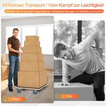 Hengmei Rollbrett Transportroller 1/2 Stück Transporthilfe Mit 2 Feststellbremse Möbelroller Aus Holz Rollwagen Für Möbel Transport 200 Kg Belastbarkeit Pro Plattform Mit 360° Rolle, 600 X 400 X 145 Mm - 1 Stück - Übersicht 7