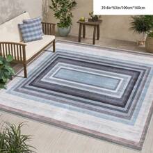 [5mm Thickness Crystal Velvet Flocked Bottom] 1pc Geometric Floral Pattern Carpet - Waterproof, Anti-Slip, Absorbent, Machine Washable, Soft Comfortable Mat, Suitable For Kitchen, Living Room, Bedroom, Hallway, Bathroom, Laundry Room - Easy To Clean, Carpet For Home Decor