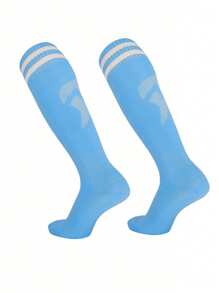 1 Pair Kids High-Top Football/Soccer Socks, Long Sports Socks, Moisture-Wicking Breathable, Suitable For 8-12 Years Old Boys Basketball Training, Girls Running Outdoor Activities