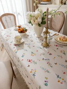 1 szt. Kolorowy, drobny kwiatowy obrus z frędzlami w kształcie motyla, rustykalny prostokątny obrus na stół, zmywalna, przeciwporostowa, przeciwkurzowa ściereczka do kuchni, jadalni, na imprezy, pikniki, wesela, do użytku wewnątrz i na zewnątrz