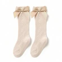 Girls' Simple Bow Design Mid-Calf Socks