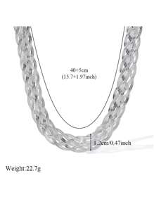 RAYQUEEN 1pc Stainless Steel 6-Layer Braided Necklace, Unique Design, Suitable For Daily Wear - necklace - View 5