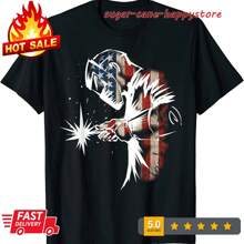 Welder  Flag Usa Patriotic Welder Gift Unisex T-Shirt S-3XL - Black - View 1