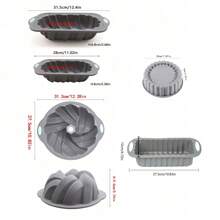 灰色長方形編織吐司烤盤，不黏易脫模烤箱，烘焙用品，廚房用具 - 灰色 - 查看 3