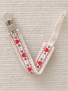 2 件/1 件套蕾丝花朵复古图案可爱婴儿奶嘴夹、缝制出牙玩具、塑料奶嘴夹链