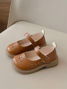 Children Princess Shoes, New Spring Autumn Girls Baby Soft Bottom Closed Toe Shoes, Hook-And-Loop Korean Version Flat Shoes