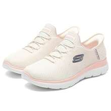 Skechers 女士透气休闲运动鞋、运动训练鞋、跑步鞋、户外旅行鞋 150123-NTPK - 自然色/粉紅色 - 查看 3
