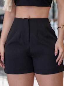 Za Tailored Shorts High Waist Women's Elegant Formal Shorts - 黑色 - 查看 1