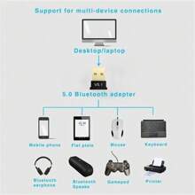 Adaptador USB Bluetooth 5.1 Transmisor Receptor Audio Bluetooth Dongle Bluetooth Adaptador USB Inalámbrico Para Computadora PC Portátil - Negro - Ver 8