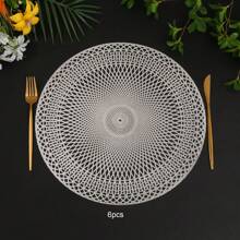 1 peça/4 peças/6 peças/8 peças/12 peças de jogos americanos geométricos redondos de PVC com folha de ouro, decoração de feriados, jogos americanos para mesa de jantar, almofadas de isolamento térmico para hotéis, restaurantes, cozinhas domésticas