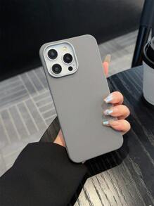 1pc Matte Gray Phone Case With Large Camera Cutout, Simple Solid Color Suitable For Men And Women, Compatible With IPhone 11/12/13/14/15/16 Pro Max