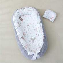 1 Set de colchoneta de lactancia portátil y resistente al aplastamiento con almohada, cuna de viaje para bebés