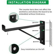 Heavy Duty Shelf Brackets 16 Inch, Industrial Wall Brackets With Lip Metal Storage Brackets Outdoor/Indoor Include Screws 2 Pack Black - 黑色 - 查看 3