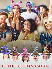 Pancarta personalizada con foto del rostro en sombrero de bruja, decoración de fiesta, pancarta personalizada con foto del rostro para cumpleaños, pancarta de cumpleaños, foto personalizada en pancarta (5 diseños)