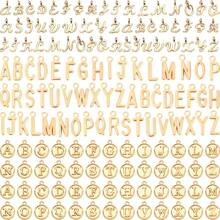 Wipaka 字母吊饰，156 件/6 套字母表 ABC 字母吊饰 3 种款式大写 A-Z 吊饰 DIY 手链项链吊坠适用于珠宝制作 - 金色 - 查看 1