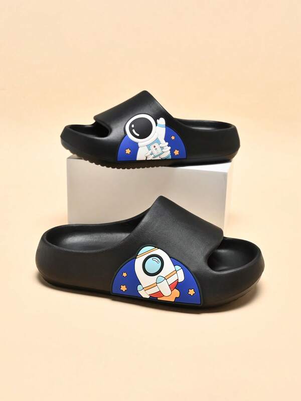 Kids' Foam Slippers, Lightweight Non-Slip Soft Bottom Cute Cartoon Astronaut Design, Comfortable Casual Quick-Dry Strap Slip-On Sandals For Boys And Girls, Middle/Large Size Children Summer Beach Slippers