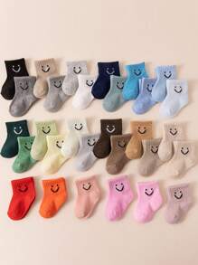 10 perechi de șosete pentru copii, șosete cu fețe zâmbitoare aleatorii pentru bebeluși, șosete drăguțe cu expresie pentru băieți, șosete elastice colorate pentru fete, șosete pentru podea de interior pentru copii