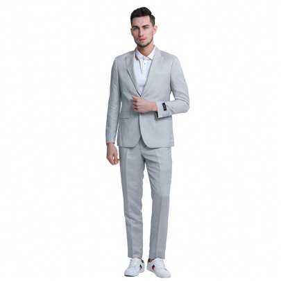 Mens 2pc Suit Skinny Fit Peak Lapel Jacket With Matching Solid Pants For Weddings, Graduations, Prom, Etc