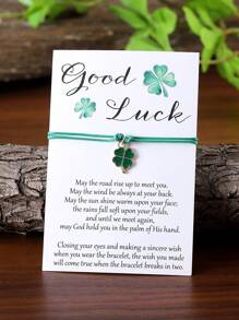 1 Stück Vintage grüner Klee, Hut, Bierdose, DIY Perlenarmband mit einstellbarem Verschluss und Glückwunschkarte für St. Patrick's Day, handgefertiges Geschenk für St. Patrick's Day