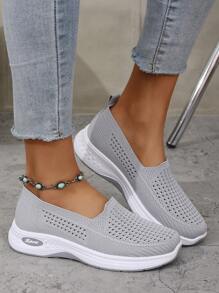 Nuevos tenis tipo calcetín de malla primaveral para mujer, cómodos y sin cansancio - Gris - Ver 3