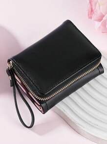 Women's Short Zipper Tri-Fold Wallet Butterfly Metal Decor Fashion New Multi-Card Slots Handbag Coin Purse Wallet Purse Wallet Mini Wallet Small Wallet - Black - View 4