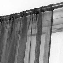 Set Of Two (2) Sheer Window Curtains Panels With Rod Pocket Drape Set Multiple Lengths (63", 84", 95", 108", 120" L) Solid Colors - Black - View 3